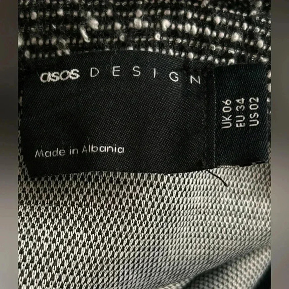 Asos Design Tweed Black&White Pull On Speckle Ruffle Skirt - Picture 7 of 7